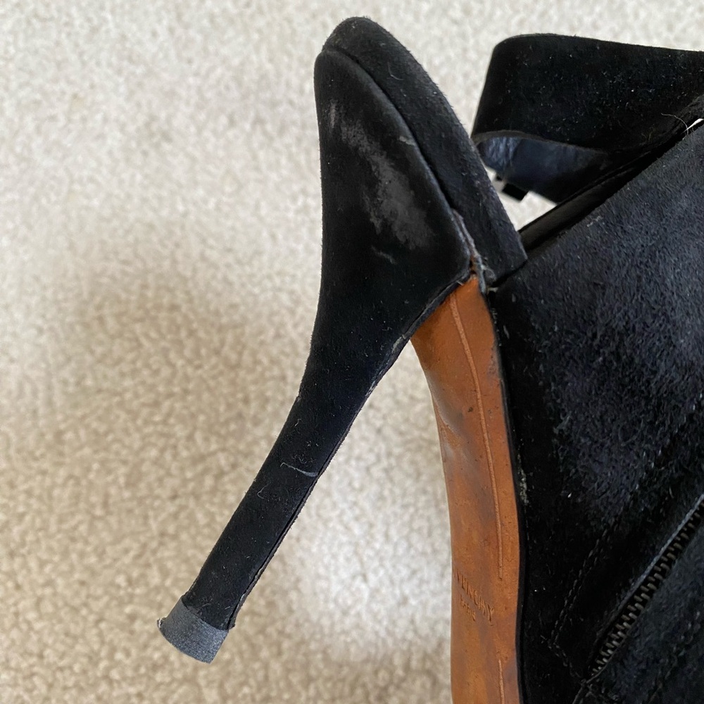 Givenchy Black Suede Open Toe Sling Back Heeled Bootie Boots Size 8 Damaged - Picture 9 of 13